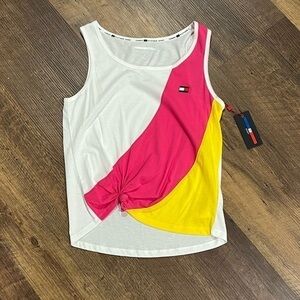 Tommy Hilfiger Sport color block tank womens size medium pink yellow white‎ NWT